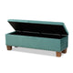Baxton Studio Hannah Modern and Contemporary Teal Blue Velvet Fabric Upholstered Button-Tufted Storage Ottoman Bench
