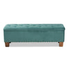 Baxton Studio Hannah Modern and Contemporary Teal Blue Velvet Fabric Upholstered Button-Tufted Storage Ottoman Bench