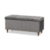 Baxton Studio Kaylee Modern and Contemporary Grey Velvet Fabric Upholstered Button-Tufted Storage Ottoman Bench