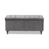 Baxton Studio Kaylee Modern and Contemporary Grey Velvet Fabric Upholstered Button-Tufted Storage Ottoman Bench