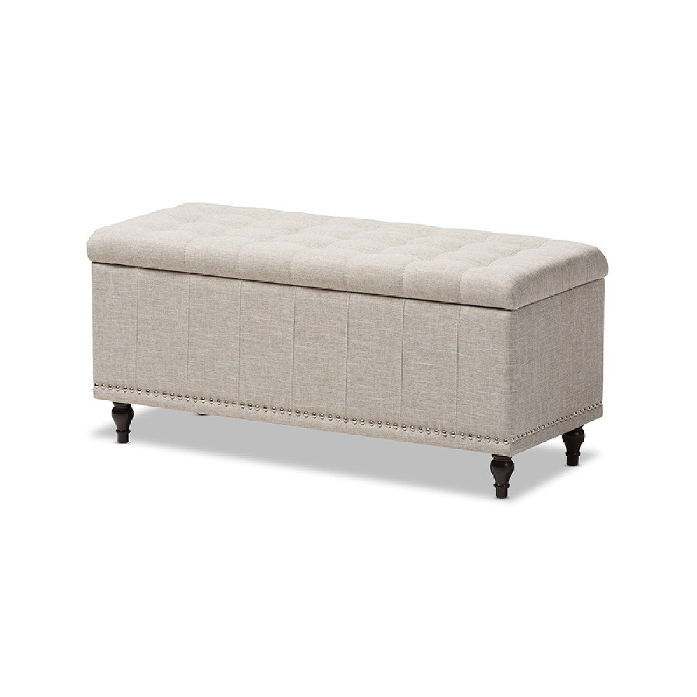 Baxton Studio Kaylee Modern Classic Beige Fabric Upholstered Button-Tufting Storage Ottoman Bench