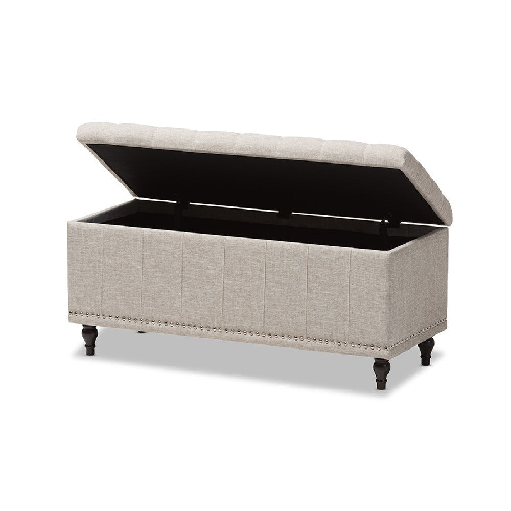 Baxton Studio Kaylee Modern Classic Beige Fabric Upholstered Button-Tufting Storage Ottoman Bench