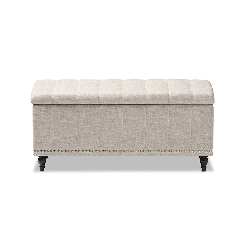 Baxton Studio Kaylee Modern Classic Beige Fabric Upholstered Button-Tufting Storage Ottoman Bench