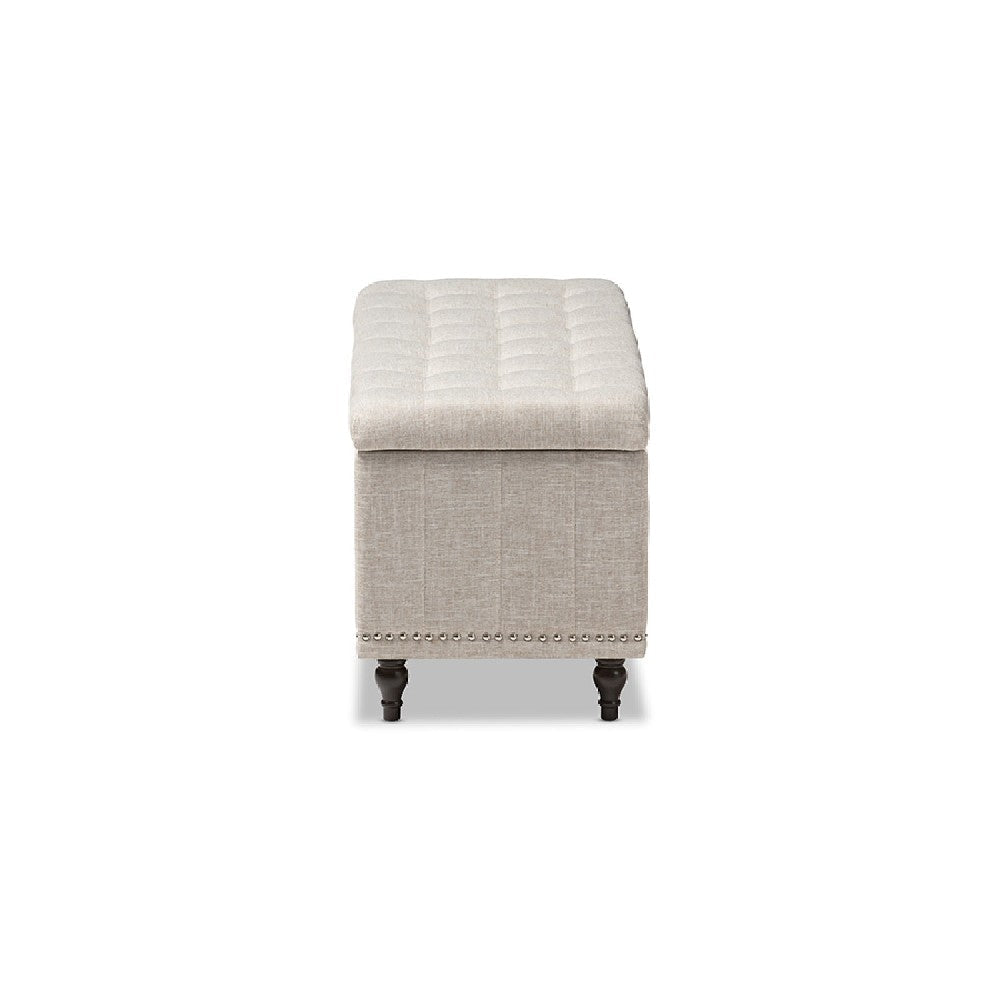 Baxton Studio Kaylee Modern Classic Beige Fabric Upholstered Button-Tufting Storage Ottoman Bench