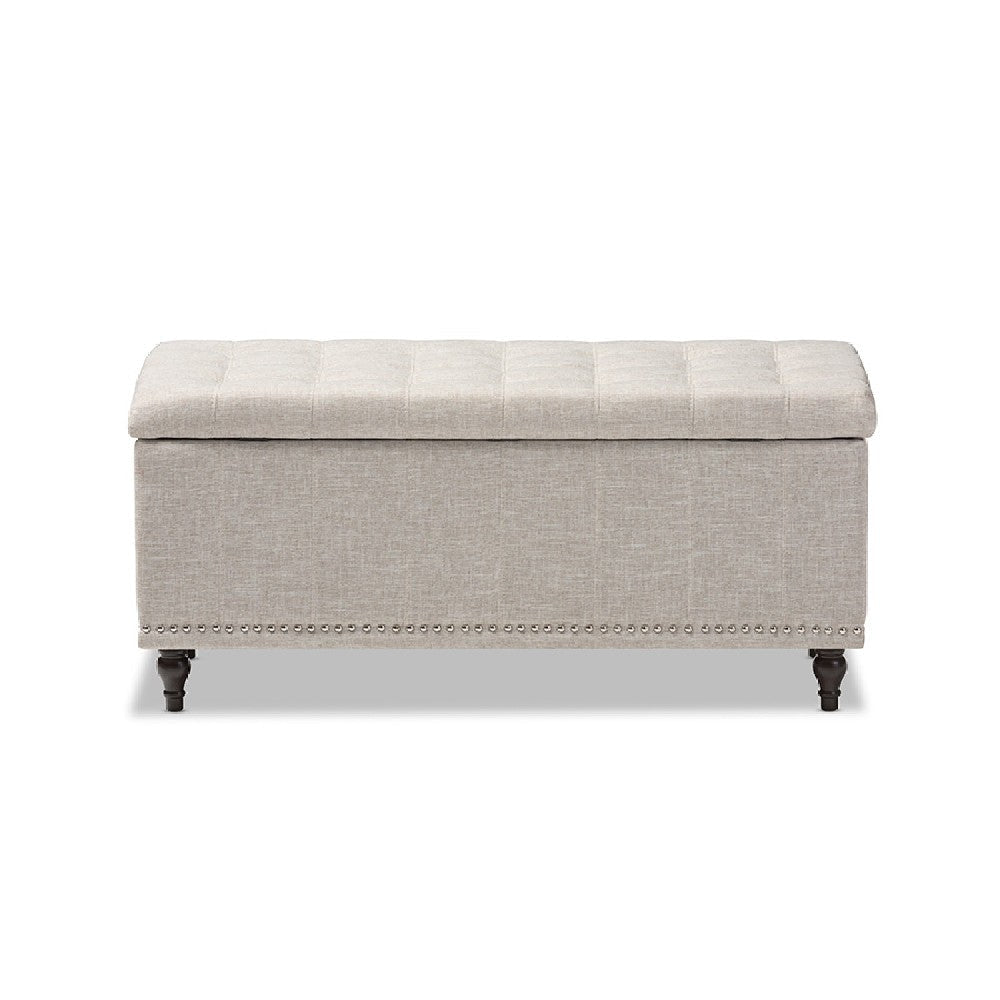 Baxton Studio Kaylee Modern Classic Beige Fabric Upholstered Button-Tufting Storage Ottoman Bench