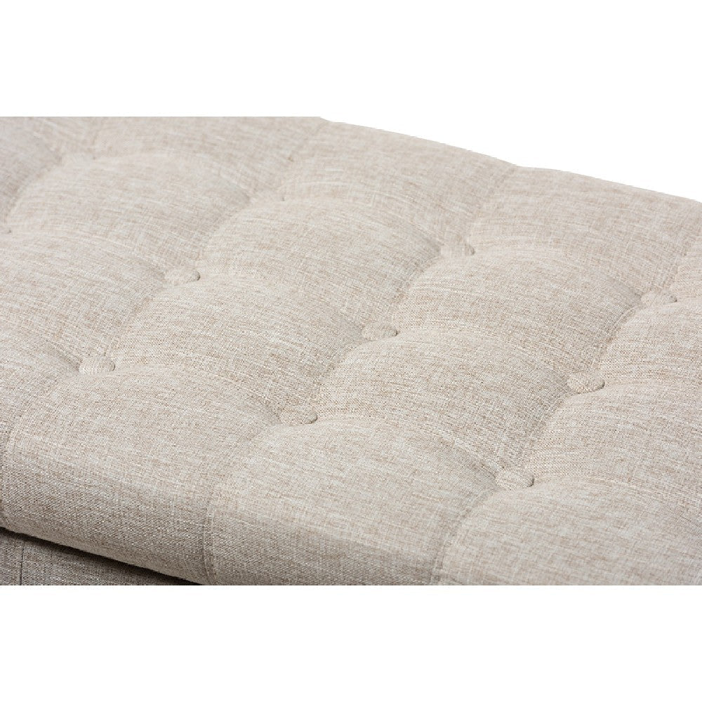 Baxton Studio Kaylee Modern Classic Beige Fabric Upholstered Button-Tufting Storage Ottoman Bench