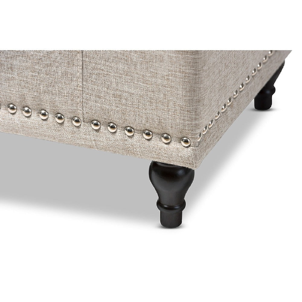 Baxton Studio Kaylee Modern Classic Beige Fabric Upholstered Button-Tufting Storage Ottoman Bench