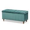 Baxton Studio Kaylee Modern and Contemporary Teal Blue Velvet Fabric Upholstered Button-Tufted Storage Ottoman Bench