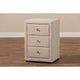 Baxton Studio Tessa Modern and Contemporary Beige Fabric Upholstered 3-Drawer Nightstand
