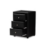 Baxton Studio Tessa Modern and Contemporary Black Faux Leather Upholstered 3-Drawer Nightstand
