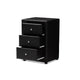Baxton Studio Tessa Modern and Contemporary Black Faux Leather Upholstered 3-Drawer Nightstand