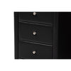 Baxton Studio Tessa Modern and Contemporary Black Faux Leather Upholstered 3-Drawer Nightstand