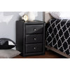 Baxton Studio Tessa Modern and Contemporary Black Faux Leather Upholstered 3-Drawer Nightstand
