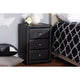 Baxton Studio Tessa Modern and Contemporary Black Faux Leather Upholstered 3-Drawer Nightstand