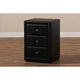 Baxton Studio Tessa Modern and Contemporary Black Faux Leather Upholstered 3-Drawer Nightstand