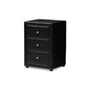 Baxton Studio Tessa Modern and Contemporary Black Faux Leather Upholstered 3-Drawer Nightstand