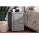 Baxton Studio Tessa Modern and Contemporary Grey Fabric Upholstered 3-Drawer Nightstand