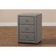 Baxton Studio Tessa Modern and Contemporary Grey Fabric Upholstered 3-Drawer Nightstand