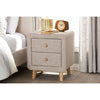Baxton Studio Jonesy Mid-Century Beige Linen Upholstered 2-Drawer Nightstand WHI-BBT3140-Beige-NS-XD02