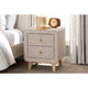 Baxton Studio Jonesy Mid-Century Beige Linen Upholstered 2-Drawer Nightstand WHI-BBT3140-Beige-NS-XD02