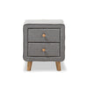 Baxton Studio Jonesy Mid-Century Grey Fabric Upholstered 2-Drawer Nightstand WHI-BBT3140-Grey-NS-800F