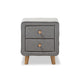 Baxton Studio Jonesy Mid-Century Grey Fabric Upholstered 2-Drawer Nightstand WHI-BBT3140-Grey-NS-800F