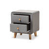 Baxton Studio Jonesy Mid-Century Grey Fabric Upholstered 2-Drawer Nightstand WHI-BBT3140-Grey-NS-800F