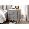 Baxton Studio Jonesy Mid-Century Grey Fabric Upholstered 2-Drawer Nightstand WHI-BBT3140-Grey-NS-800F