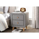 Baxton Studio Jonesy Mid-Century Grey Fabric Upholstered 2-Drawer Nightstand WHI-BBT3140-Grey-NS-800F