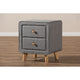 Baxton Studio Jonesy Mid-Century Grey Fabric Upholstered 2-Drawer Nightstand