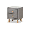 Baxton Studio Jonesy Mid-Century Grey Fabric Upholstered 2-Drawer Nightstand WHI-BBT3140-Grey-NS-800F