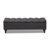 Baxton Studio Brette Mid-Century Modern Charcoal Fabric Upholstered Dark Brown Finished Wood Storage Bench Ottoman