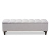 Baxton Studio Brette Mid-Century Modern Grayish Beige Fabric Upholstered Dark Brown Finished Wood Storage Bench Ottoman