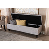 Baxton Studio Brette Mid-Century Modern Grayish Beige Fabric Upholstered Dark Brown Finished Wood Storage Bench Ottoman