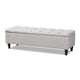 Baxton Studio Brette Mid-Century Modern Grayish Beige Fabric Upholstered Dark Brown Finished Wood Storage Bench Ottoman