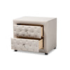 Baxton Studio Lepine Modern and Contemporary Light Beige Fabric Upholstered 2-Drawer Wood Nightstand WHI-BBT3164-Light-Beige-NS