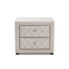 Baxton Studio Lepine Modern and Contemporary Light Beige Fabric Upholstered 2-Drawer Wood Nightstand WHI-BBT3164-Light-Beige-NS