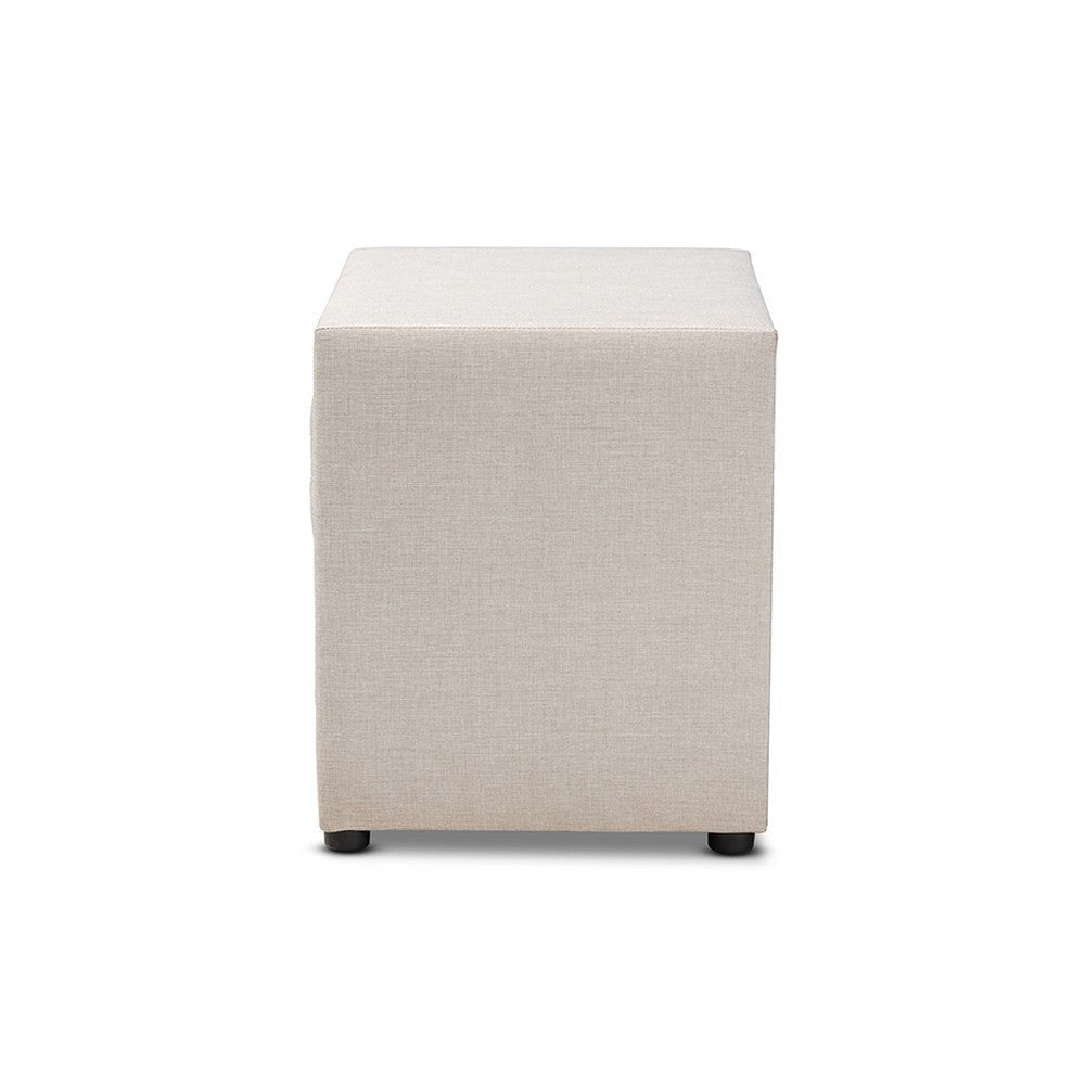 Baxton Studio Lepine Modern and Contemporary Light Beige Fabric Upholstered 2-Drawer Wood Nightstand WHI-BBT3164-Light-Beige-NS