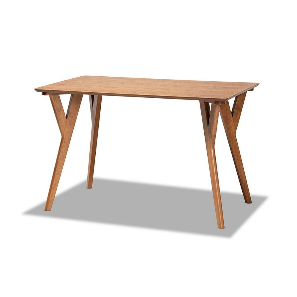 Baxton Studio Sahar Mid-Century Modern Transitional Walnut Brown Finished Wood Dining Table WHI-BBT4074-Walnut-DT