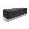 Baxton Studio Stella Crystal Tufted Black Leather Modern Bench
