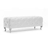 Baxton Studio Stella Crystal Tufted White Leather Modern Bench