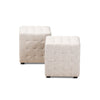 Baxton Studio Elladio Modern and Contemporary Beige Fabric Upholstered Tufted Cube Ottoman Set of 2