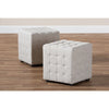 Baxton Studio Elladio Modern and Contemporary Beige Fabric Upholstered Tufted Cube Ottoman Set of 2