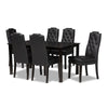 Baxton Studio Dylin Modern and Contemporary Black Faux Leather Upholstered and Dark Brown Finished Wood 7-Piece Dining Set