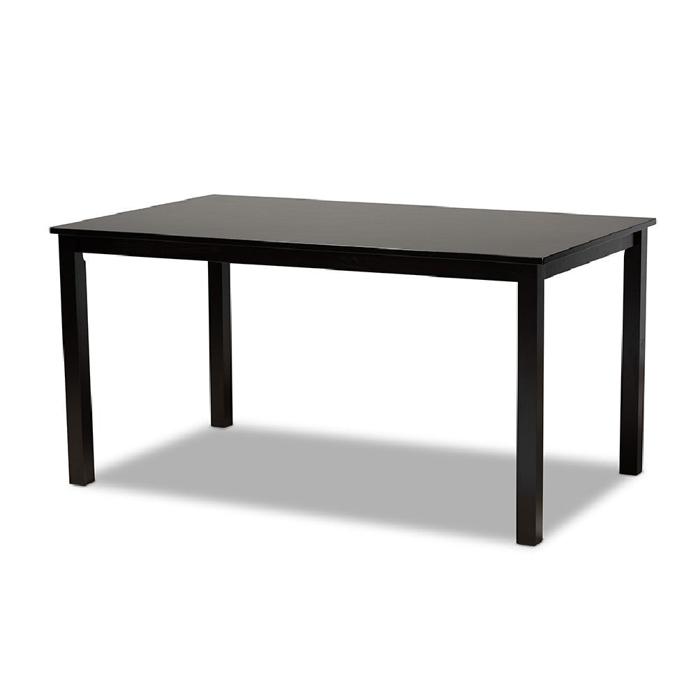 Baxton Studio Dylin Modern and Contemporary Black Faux Leather Upholstered and Dark Brown Finished Wood 7-Piece Dining Set