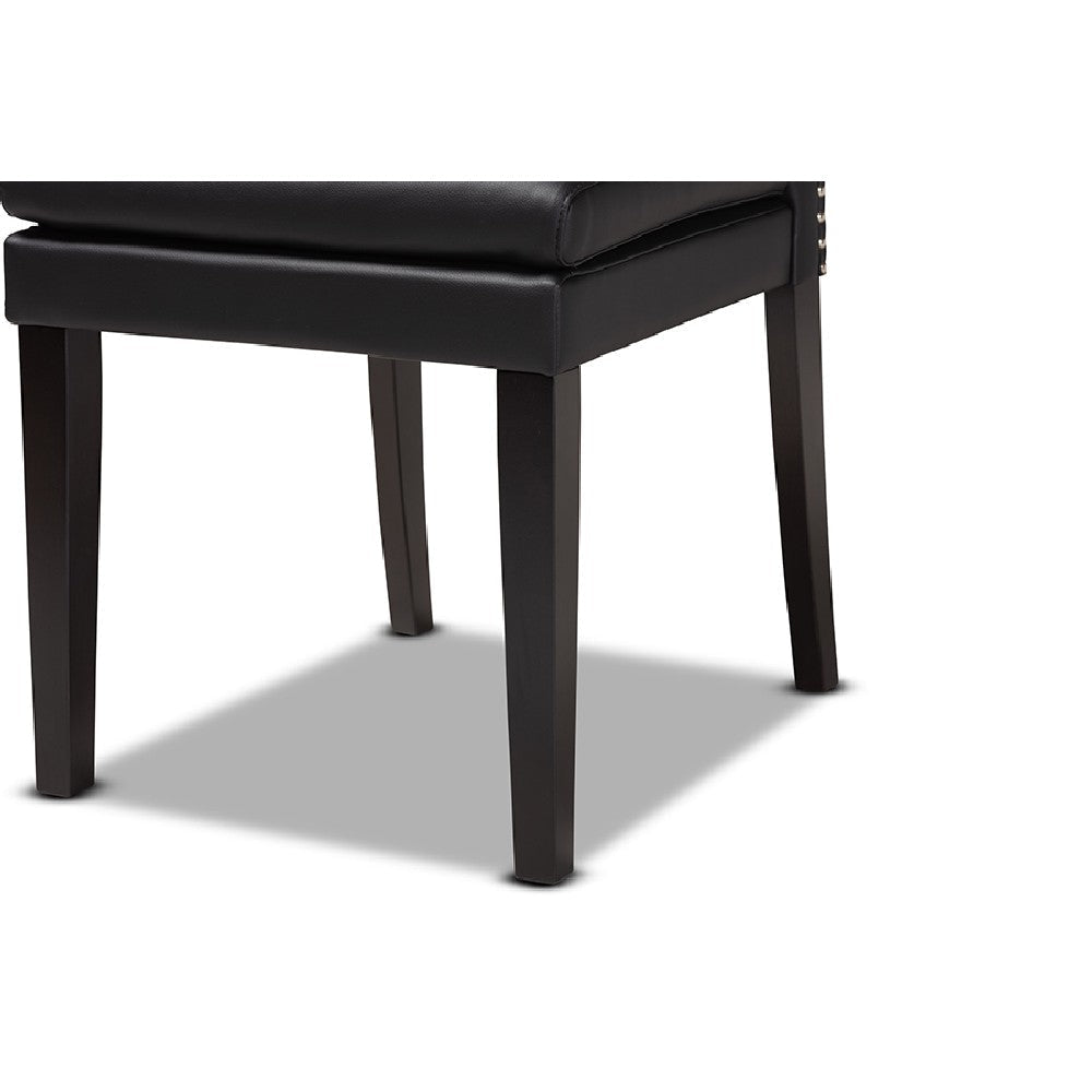 Baxton Studio Dylin Modern and Contemporary Black Faux Leather Upholstered and Dark Brown Finished Wood 7-Piece Dining Set