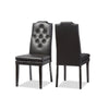 Baxton Studio Dylin Modern and Contemporary Black Faux Leather Button-Tufted Nail heads Trim Dining Chair (Set of 2)