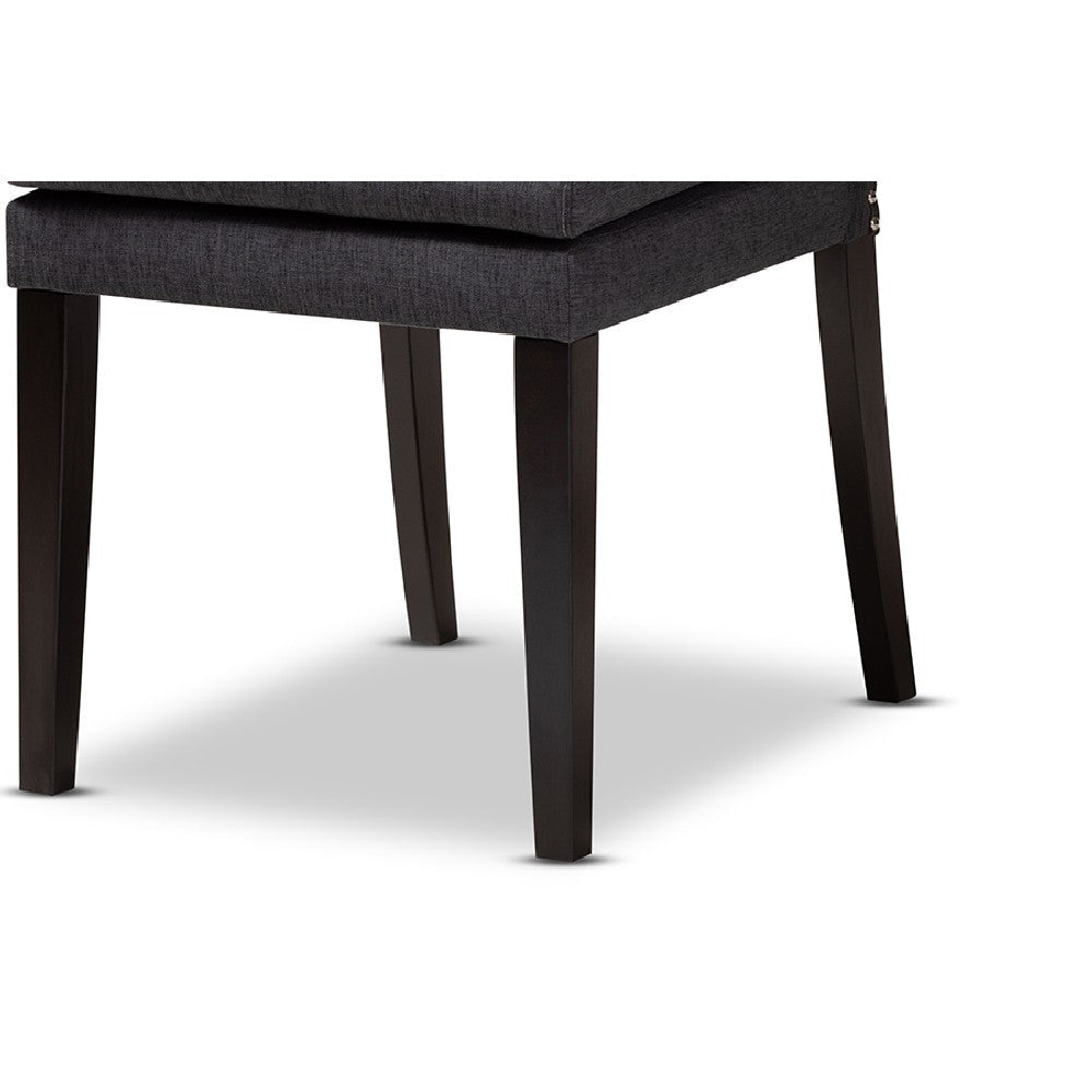 Baxton Studio Dylin Modern and Contemporary Dark Grey Fabric Upholstered and Dark Brown Finished Wood 7-Piece Dining Set