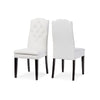 Baxton Studio Dylin Modern and Contemporary White Faux Leather Button-Tufted Nail heads Trim Dining Chair (Set of 2)
