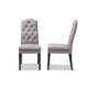 Baxton Studio Dylin Modern and ContemporaryGray Fabric Upholstered Button Tufted Wood Dining Chair Set of 2